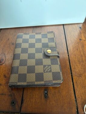 Damier Louis Vuitton Brown Textured Leather PM Agenda